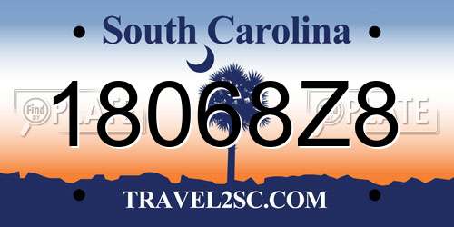 18068Z8 South Carolina License Plate