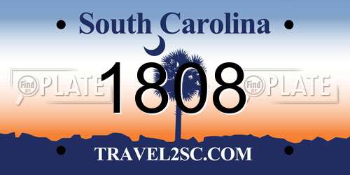 1808 South Carolina License Plate
