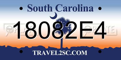18082E4 South Carolina License Plate
