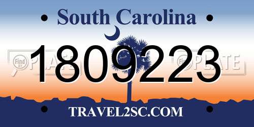 1809223 South Carolina License Plate