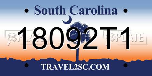 18092T1 South Carolina License Plate