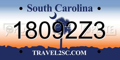 18092Z3 South Carolina License Plate
