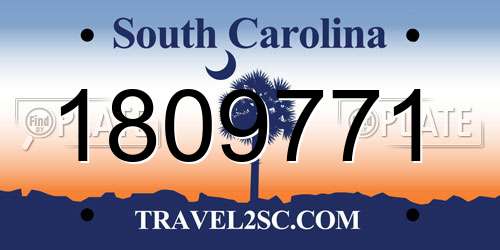 1809771 South Carolina License Plate