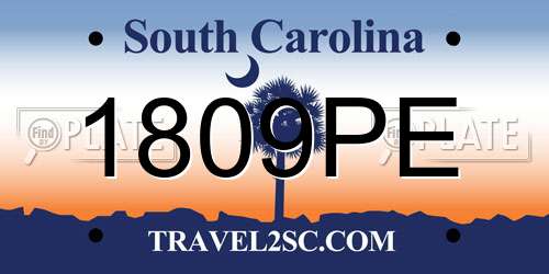 1809PE South Carolina License Plate