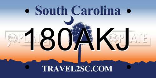 180AKJ South Carolina License Plate