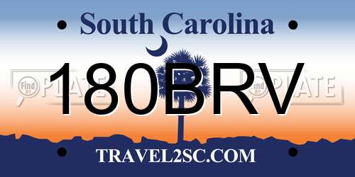 180BRV South Carolina License Plate