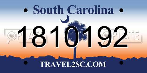 1810192 South Carolina License Plate
