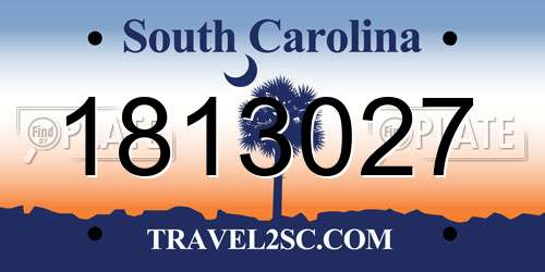 1813027 South Carolina License Plate