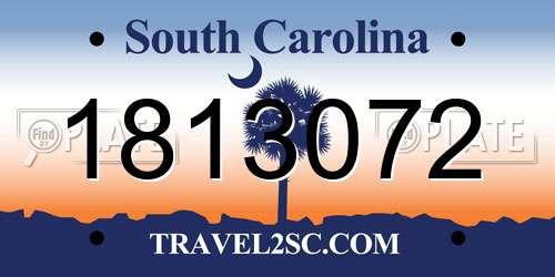1813072 South Carolina License Plate