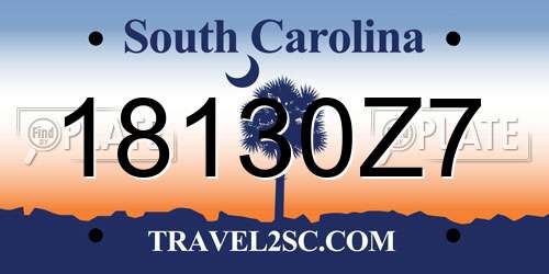 18130Z7 South Carolina License Plate