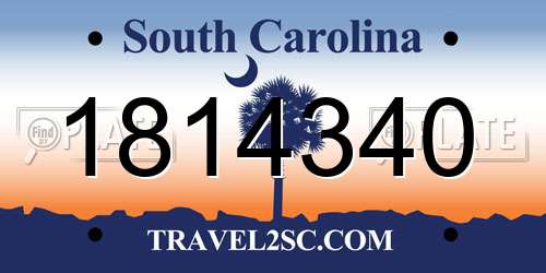 1814340 South Carolina License Plate