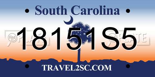 18151S5 South Carolina License Plate