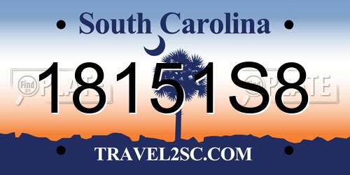 18151S8 South Carolina License Plate