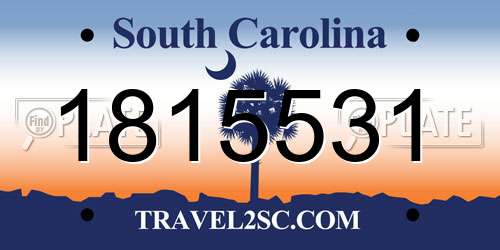 1815531 South Carolina License Plate