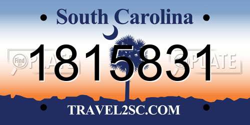 1815831 South Carolina License Plate