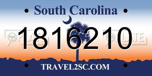 1816210 South Carolina License Plate