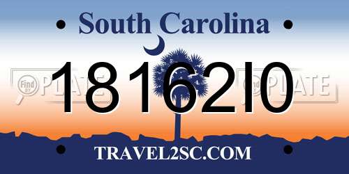 18162I0 South Carolina License Plate