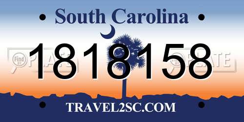 1818158 South Carolina License Plate
