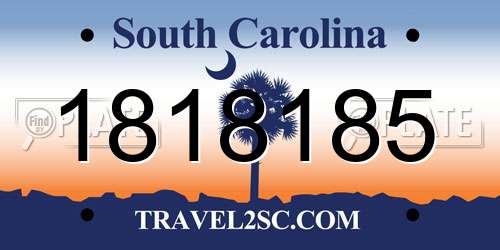 1818185 South Carolina License Plate