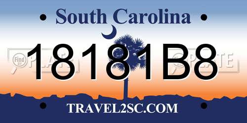 18181B8 South Carolina License Plate