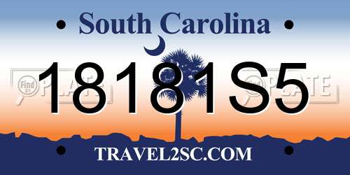 18181S5 South Carolina License Plate