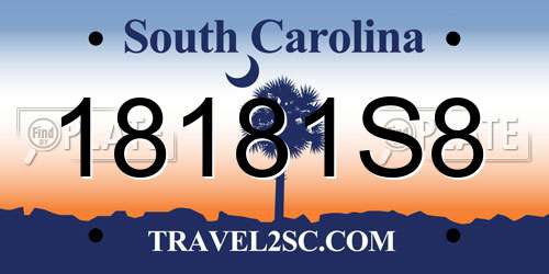 18181S8 South Carolina License Plate