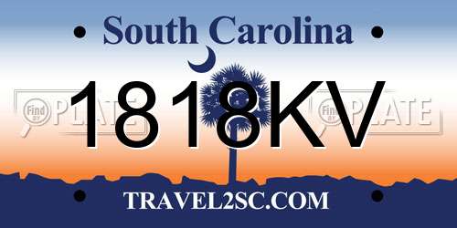 1818KV South Carolina License Plate