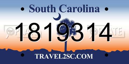 1819314 South Carolina License Plate