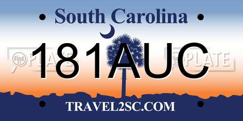 181AUC South Carolina License Plate