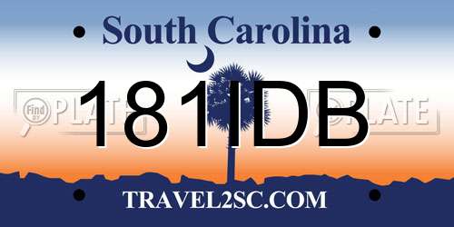181IDB South Carolina License Plate