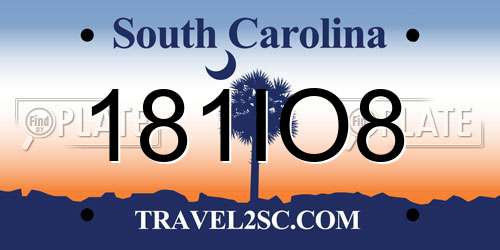 181IO8 South Carolina License Plate