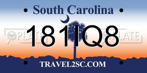 181IQ8 South Carolina License Plate