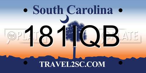 181IQB South Carolina License Plate
