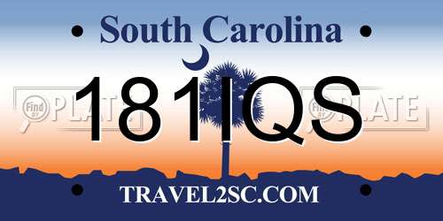 181IQS South Carolina License Plate