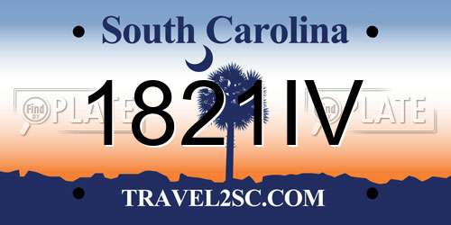 1821IV South Carolina License Plate