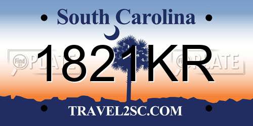 1821KR South Carolina License Plate