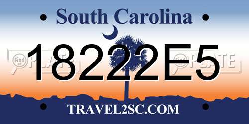 18222E5 South Carolina License Plate