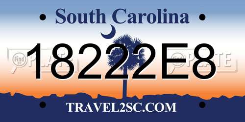 18222E8 South Carolina License Plate