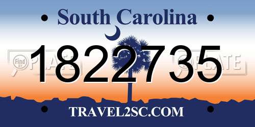 1822735 South Carolina License Plate