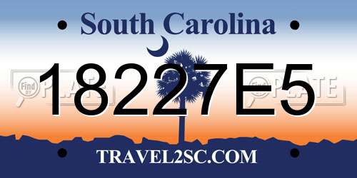 18227E5 South Carolina License Plate