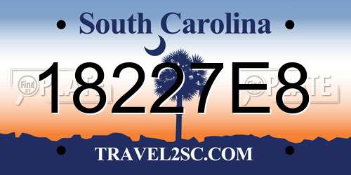 18227E8 South Carolina License Plate
