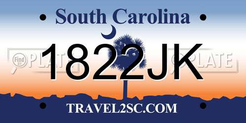 1822JK South Carolina License Plate
