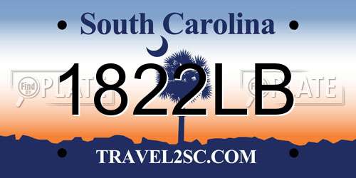 1822LB South Carolina License Plate