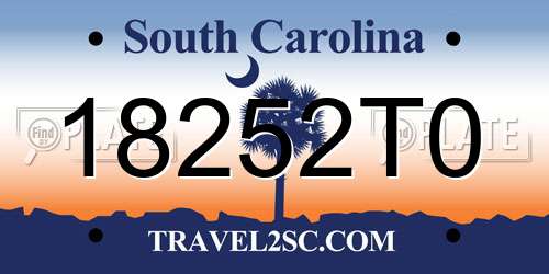 18252T0 South Carolina License Plate