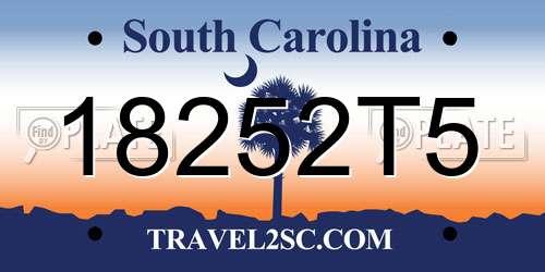 18252T5 South Carolina License Plate