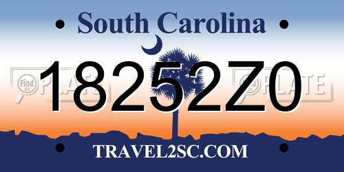 18252Z0 South Carolina License Plate