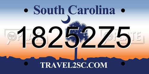 18252Z5 South Carolina License Plate