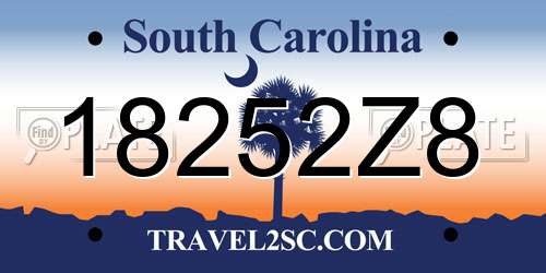 18252Z8 South Carolina License Plate