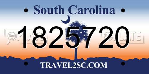 1825720 South Carolina License Plate