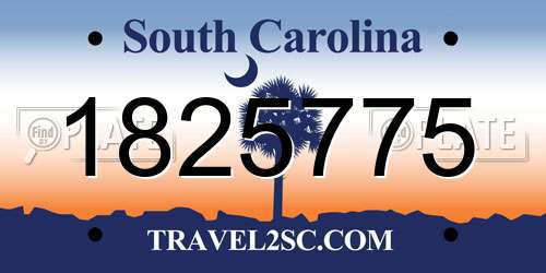 1825775 South Carolina License Plate